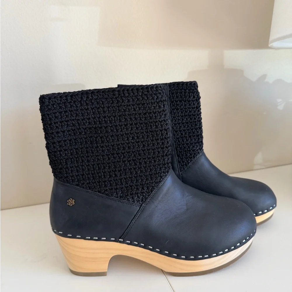 The Sak Black Leather & Knit Clog Boots - Picture 2 of 6